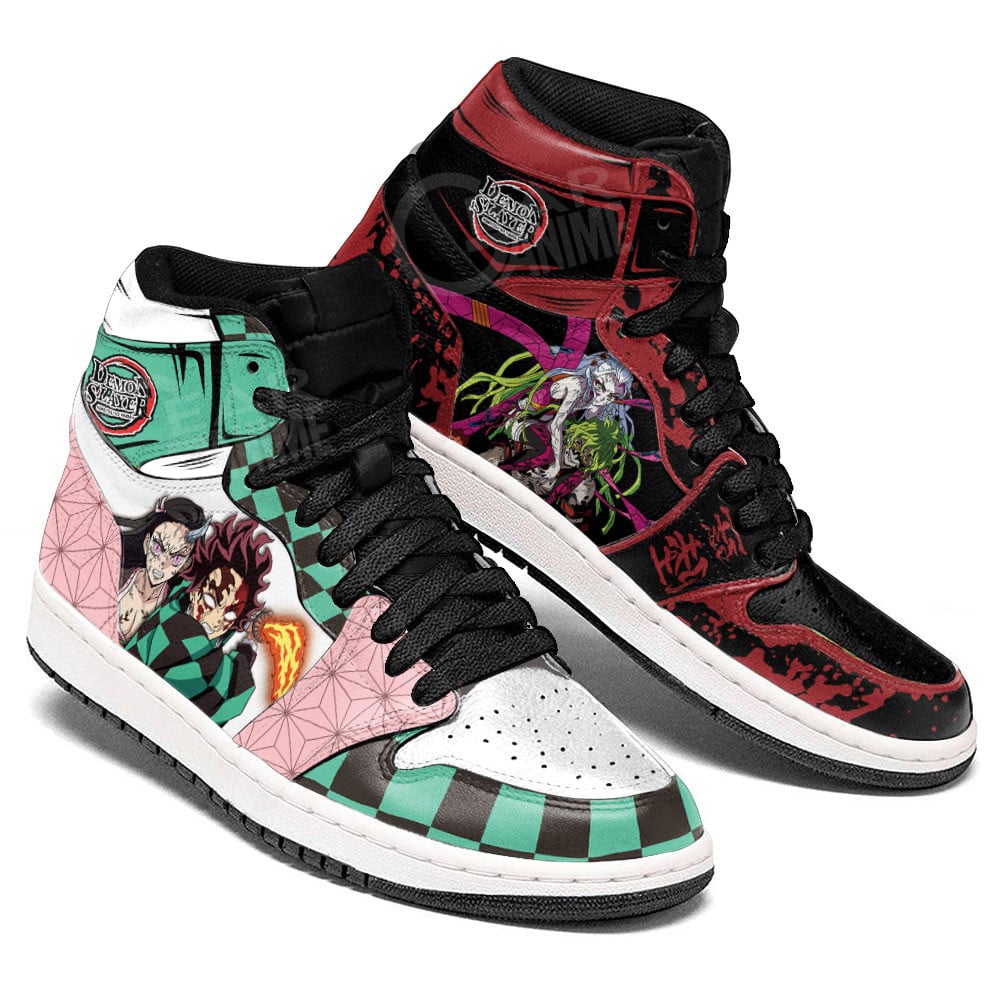 Daki Gyutaro vs Tanjiro Nezuko JD1s Sneakers Demon Slayer Anime Shoes, Air Jordan Hightop
