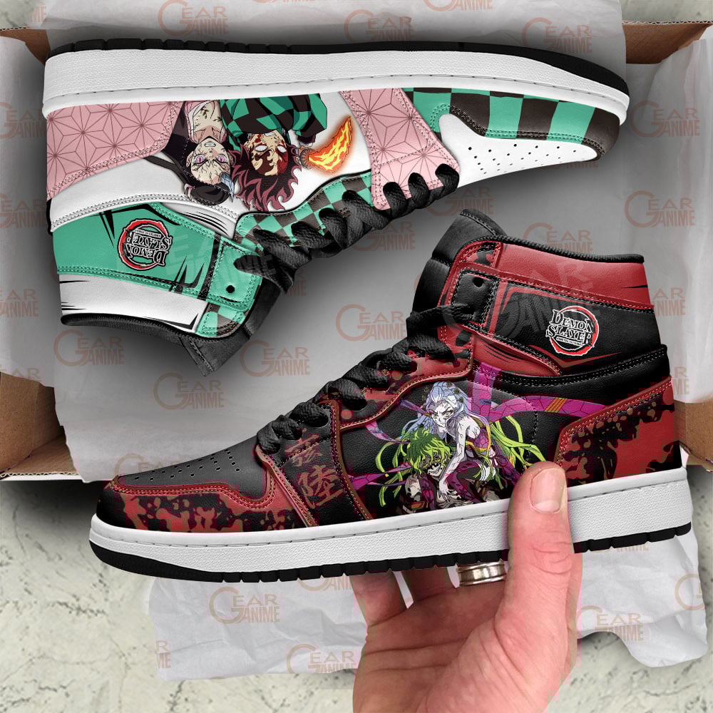 Daki Gyutaro vs Tanjiro Nezuko JD1s Sneakers Demon Slayer Anime Shoes, Air Jordan Hightop