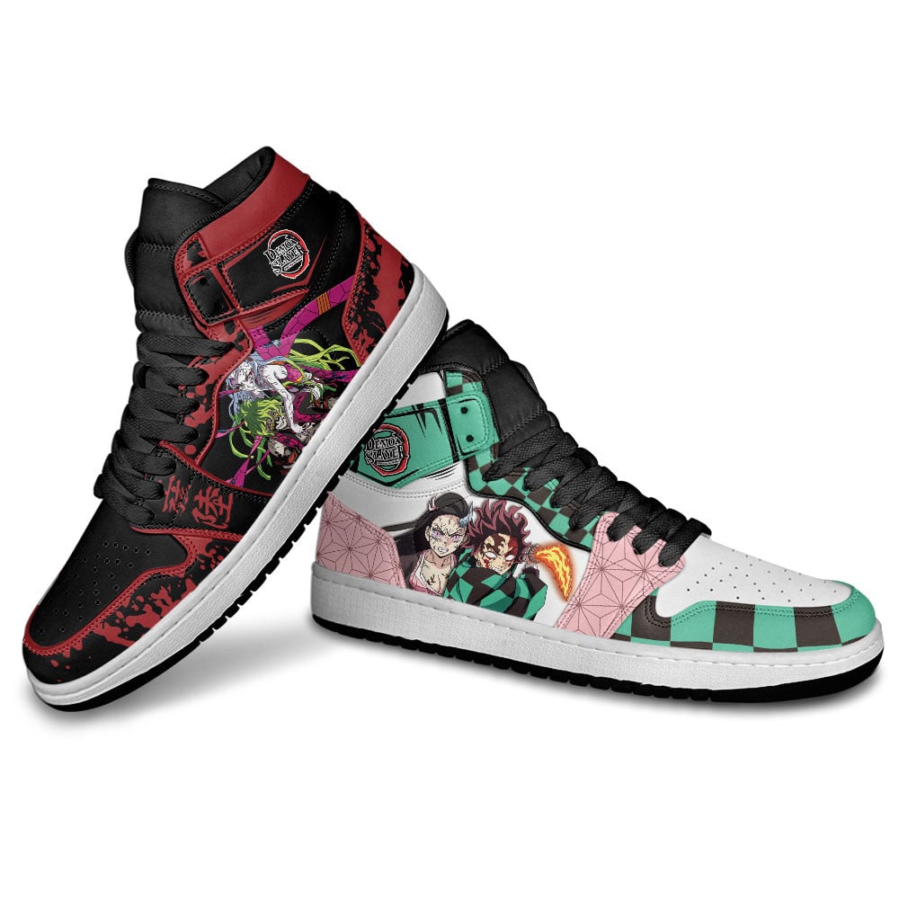 Daki Gyutaro vs Tanjiro Nezuko JD1s Sneakers Demon Slayer Anime Shoes, Air Jordan Hightop