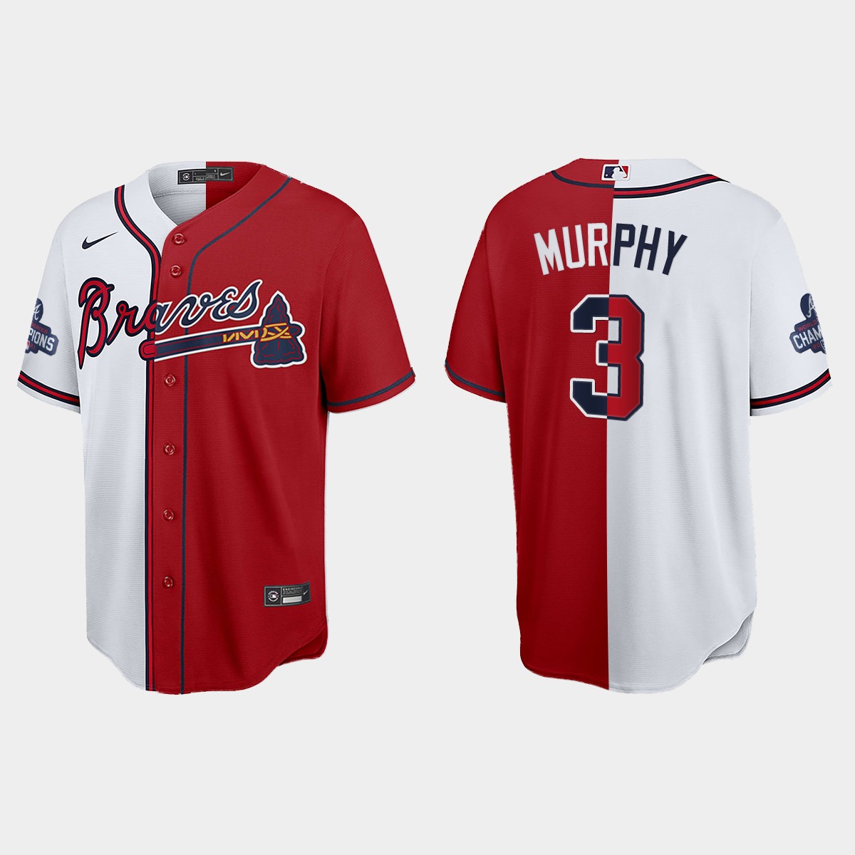 Dale Murphy Atlanta Braves 2021 World Series Champions Split Jersey - Red White