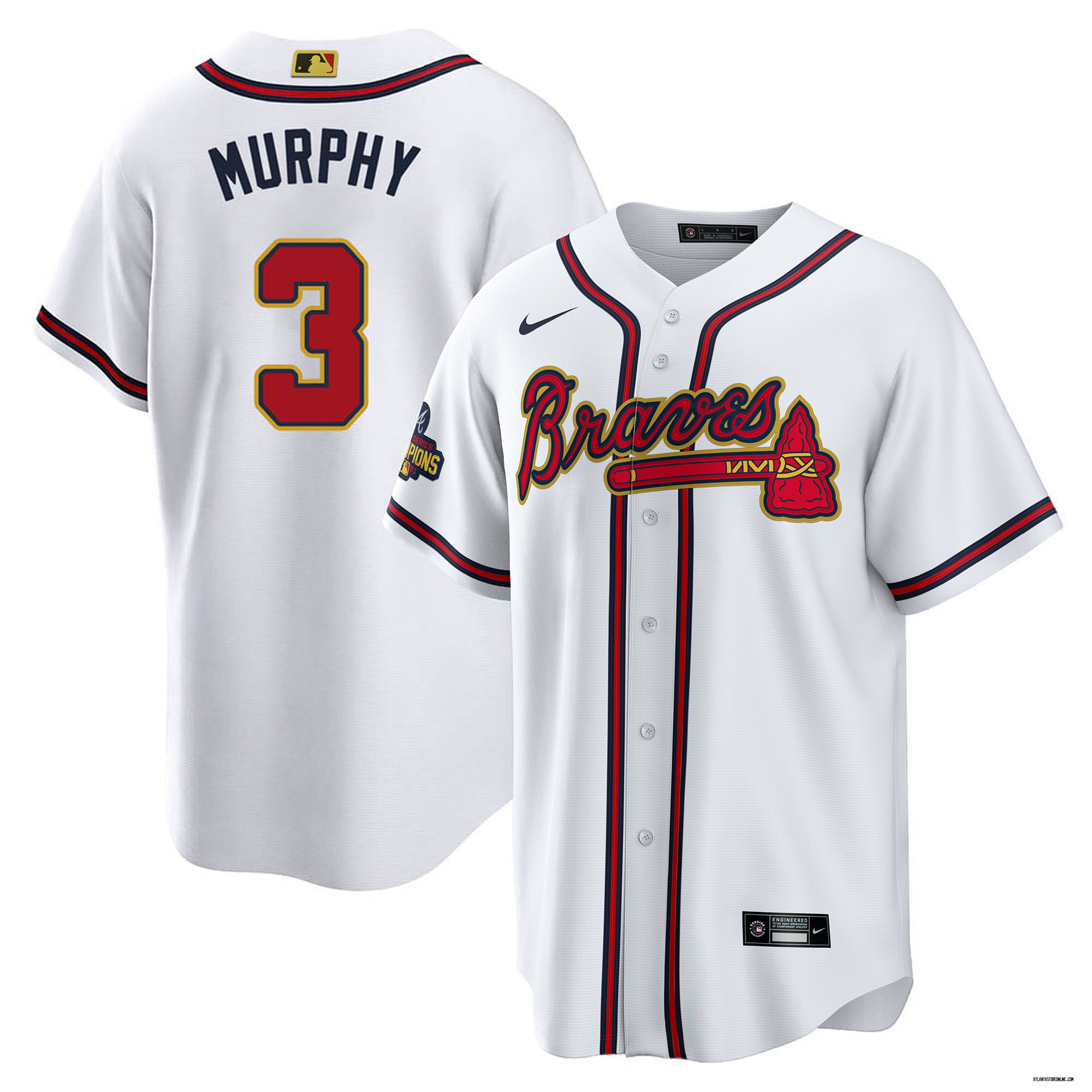 Dale Murphy Atlanta Braves 2022 World Champions Gold Trim White Jersey - All Stitched