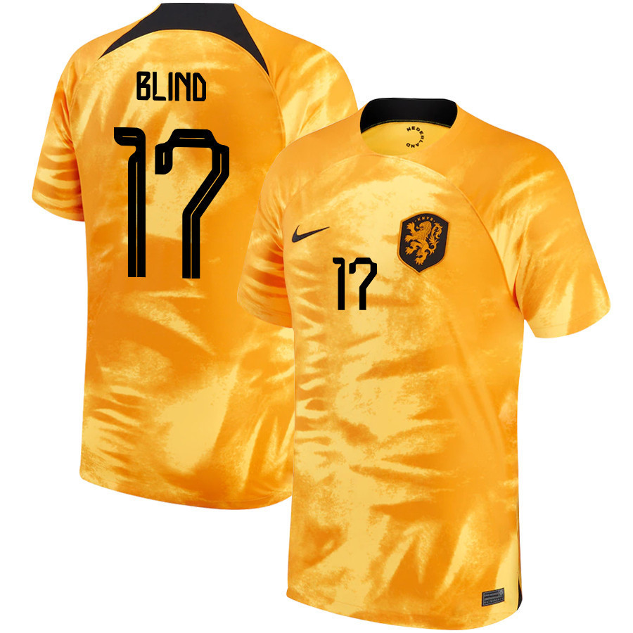 Daley Blind 17 Netherlands National Team 2022-23 Qatar World Cup Home Soccer Jersey –