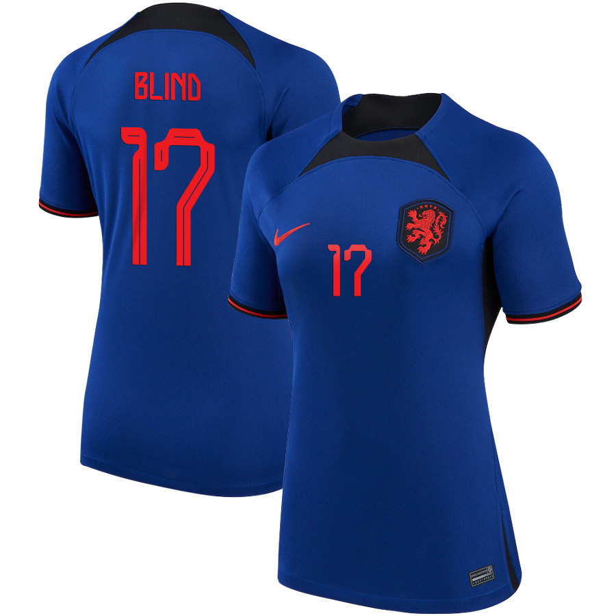 Daley Blind 17 Netherlands National Team 2022-23 Qatar World Cup Women Soccer Jersey – Away
