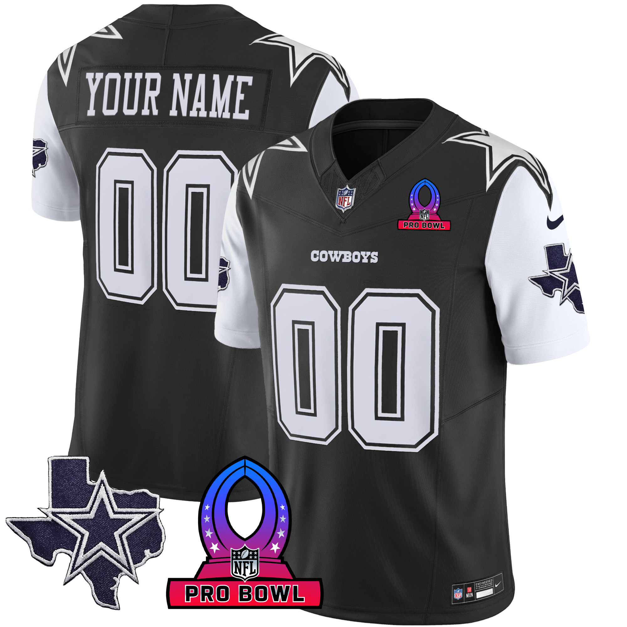 Dallas Cowboys 2024 Pro Bowl Patch Vapor Black Jersey - All Stitched 