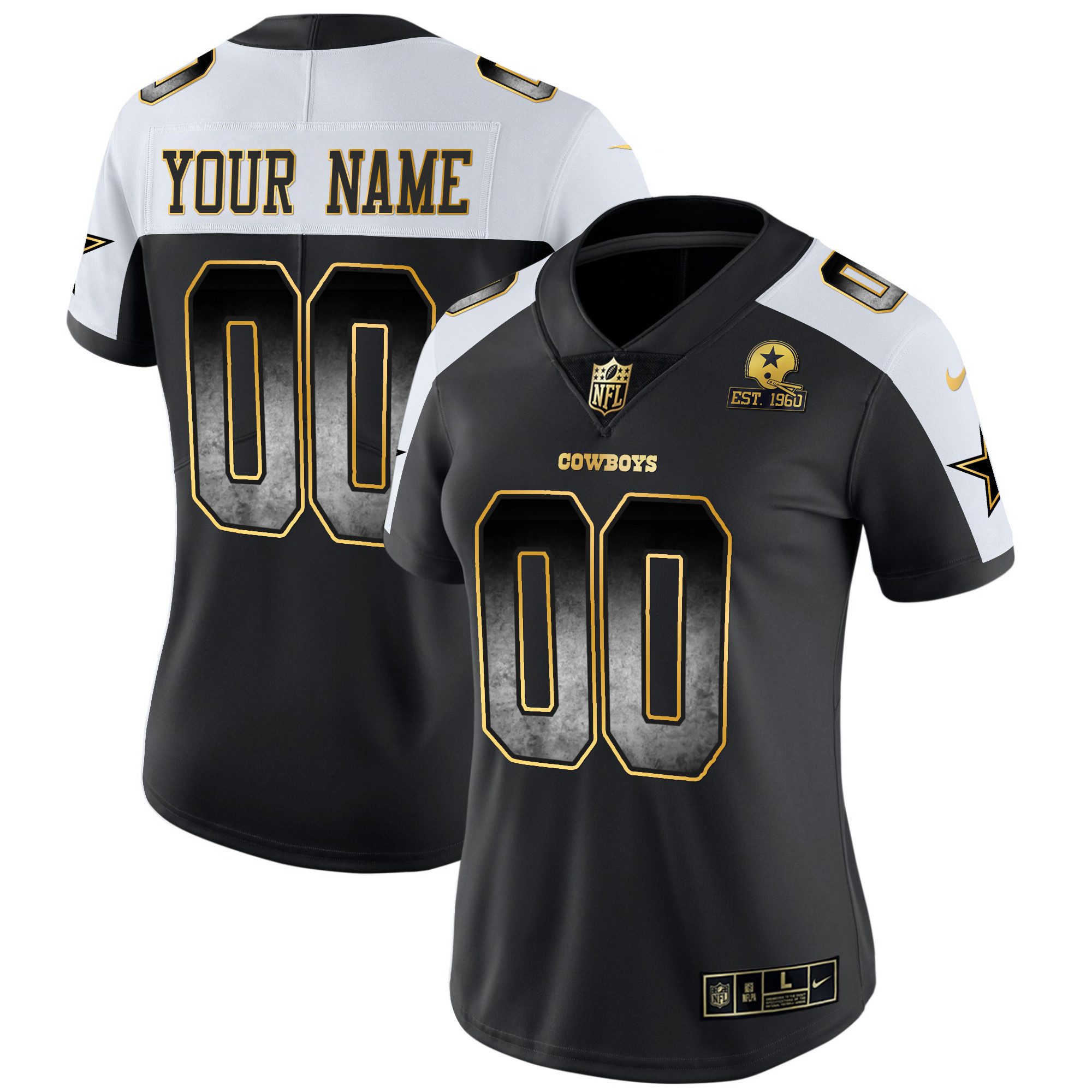 Dallas Cowboys Arch Smoke Vapor Custom Alternate Jersey - All Stitched 