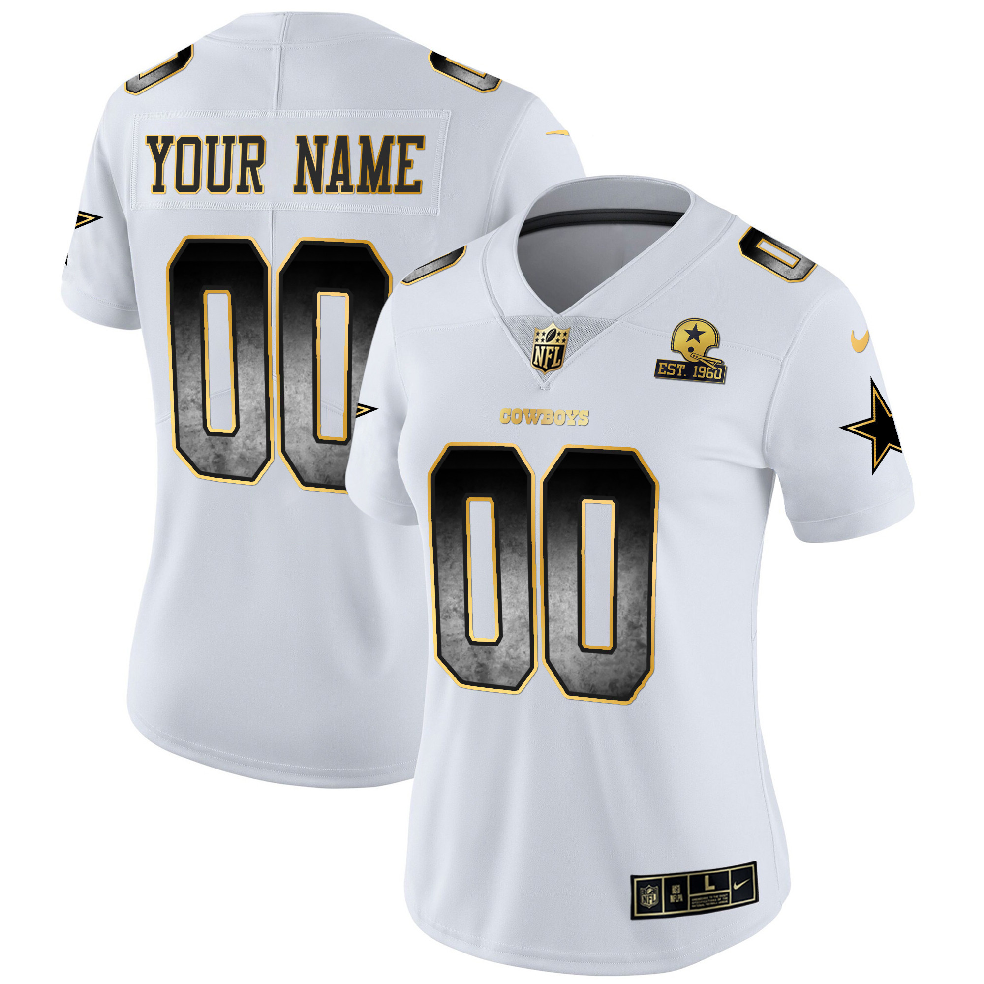 Dallas Cowboys Arch Smoke Vapor Custom White Jersey - All Stitched 