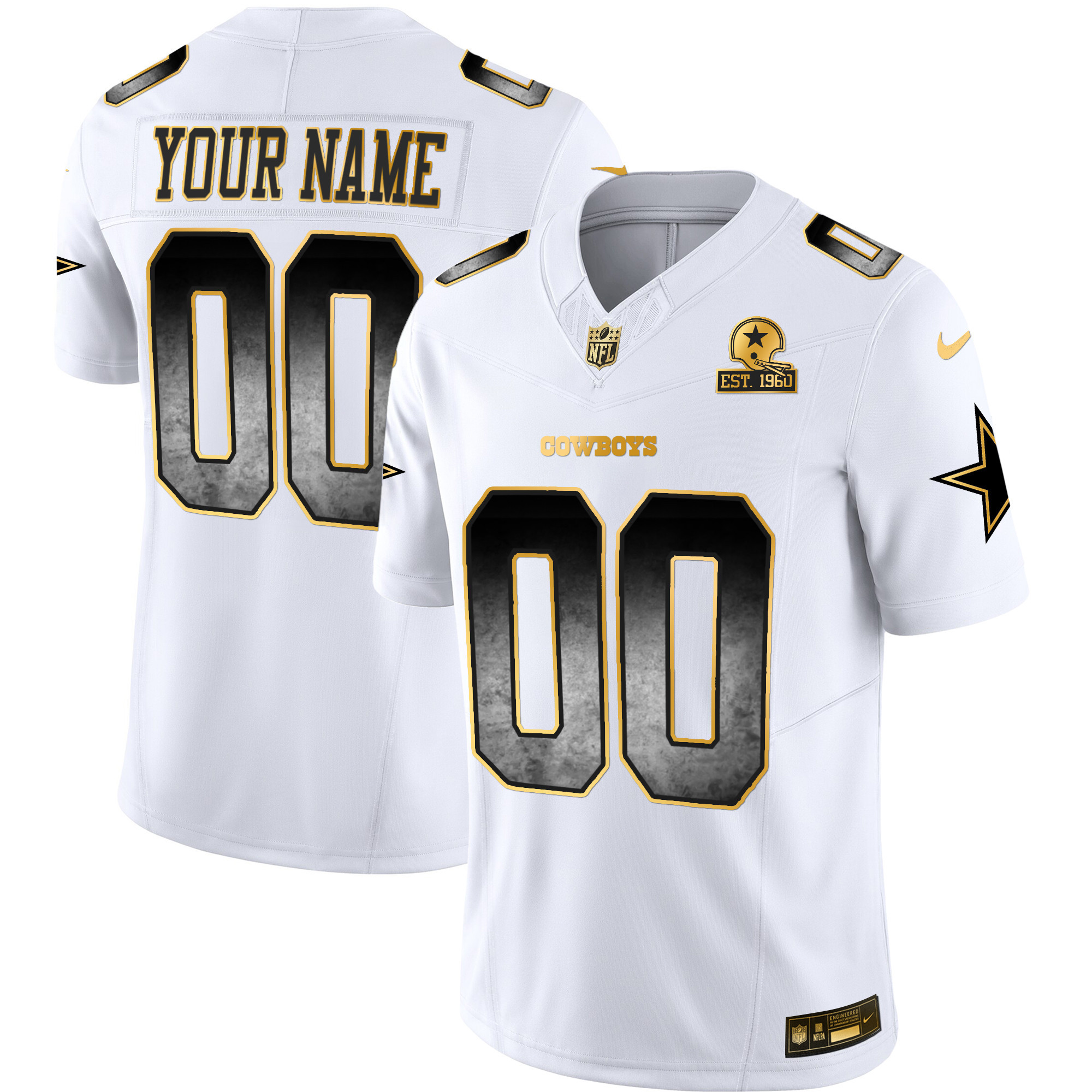 Dallas Cowboys Arch Smoke Vapor Custom White Jersey - All Stitched 