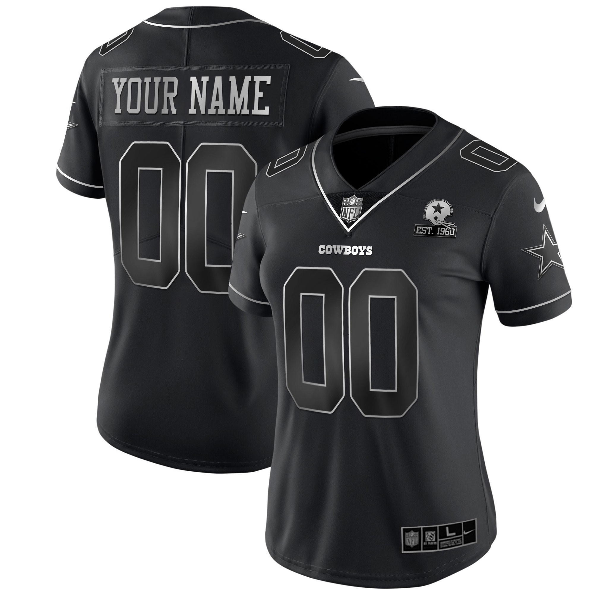 Dallas Cowboys Black Gold & Black Silver Custom Name and Number Black Silver Jersey - All Stitched 