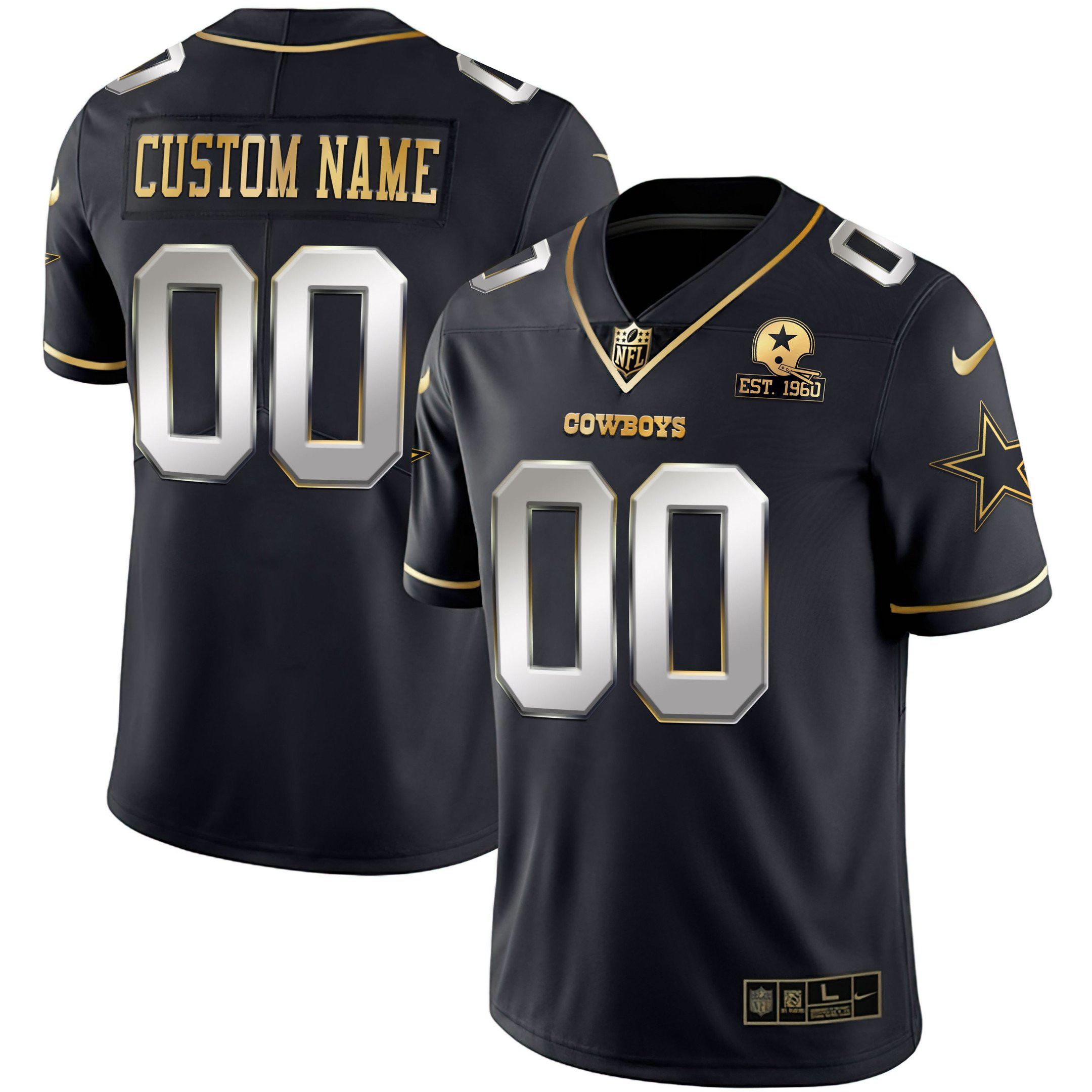 Dallas Cowboys Black Limited Custom Name and Number Black Limited Jersey - All Stitched 