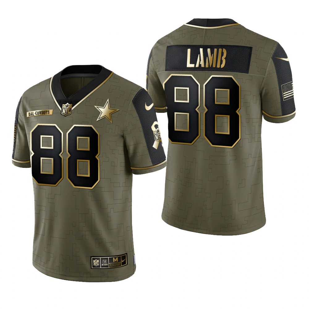 Dallas Cowboys CeeDee Lamb Olive Gold Limited Jersey 2021 Salute To Service - Men's