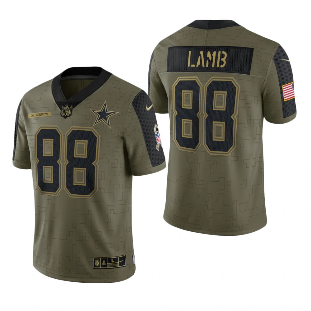 Dallas Cowboys CeeDee Lamb Olive Limited Jersey 2021 Salute To Service - Men's