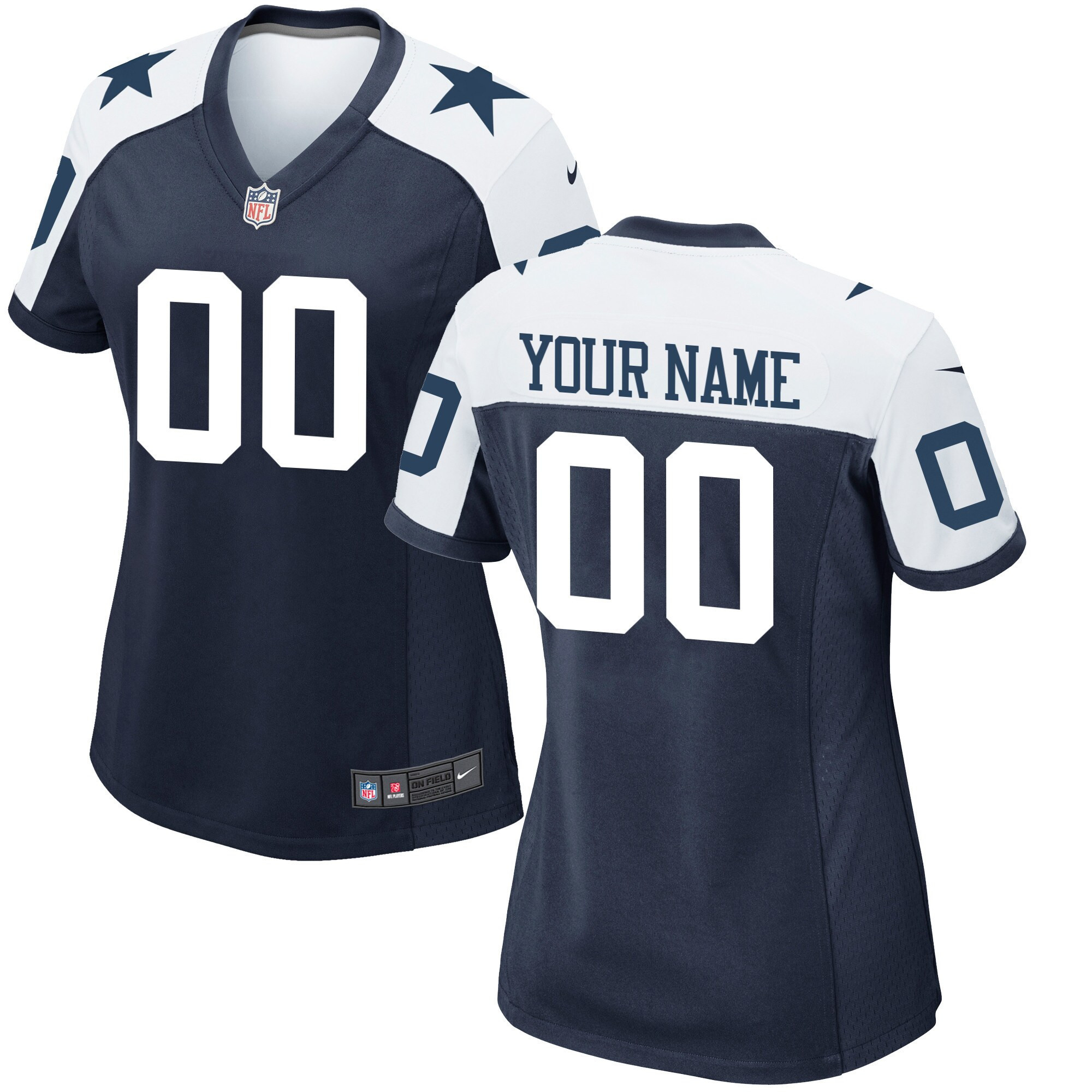 Dallas Cowboys Custom Name and Number Game Alternate Navy Jersey - All Stitched 
