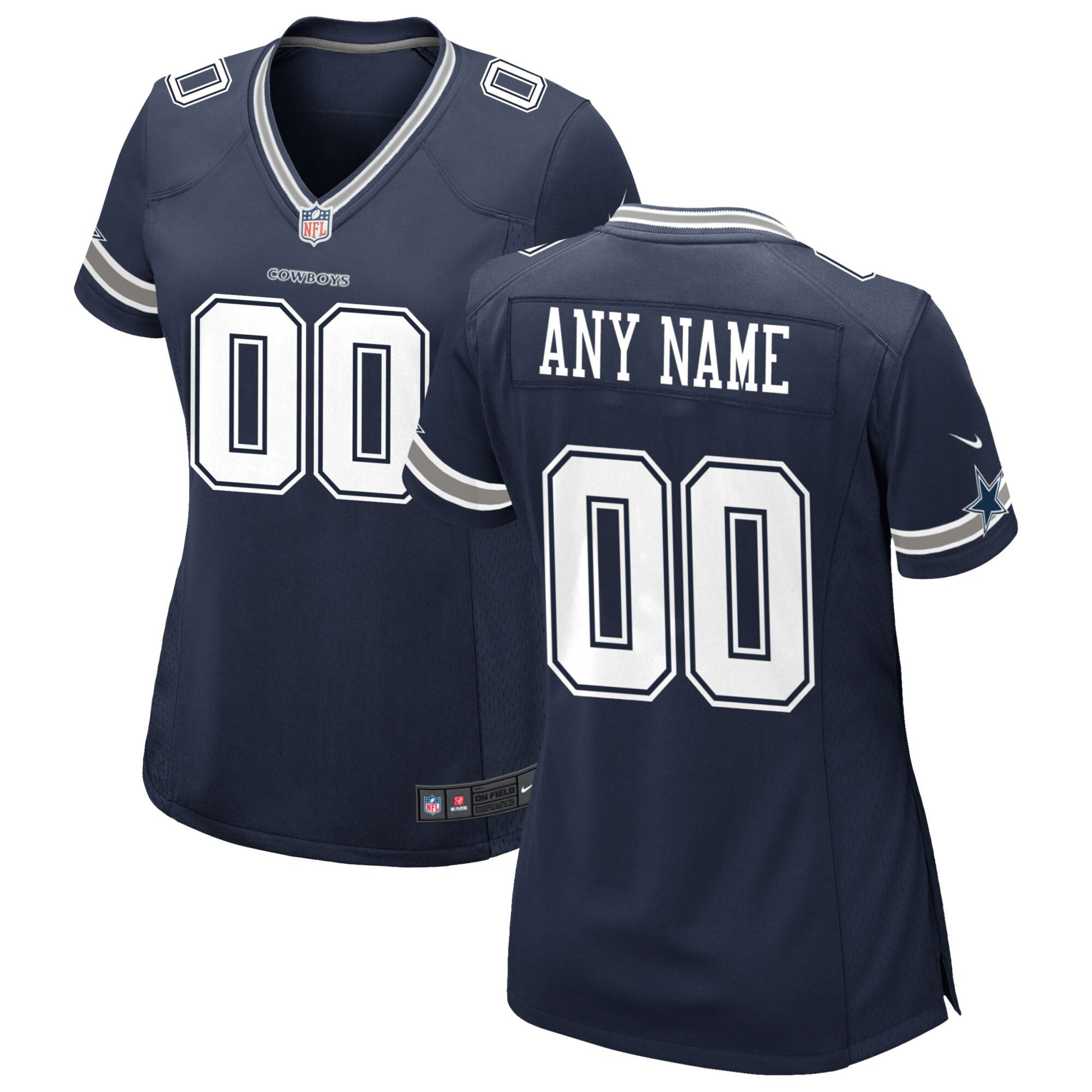 Dallas Cowboys Custom Name and Number Game Navy Jersey - All Stitched 