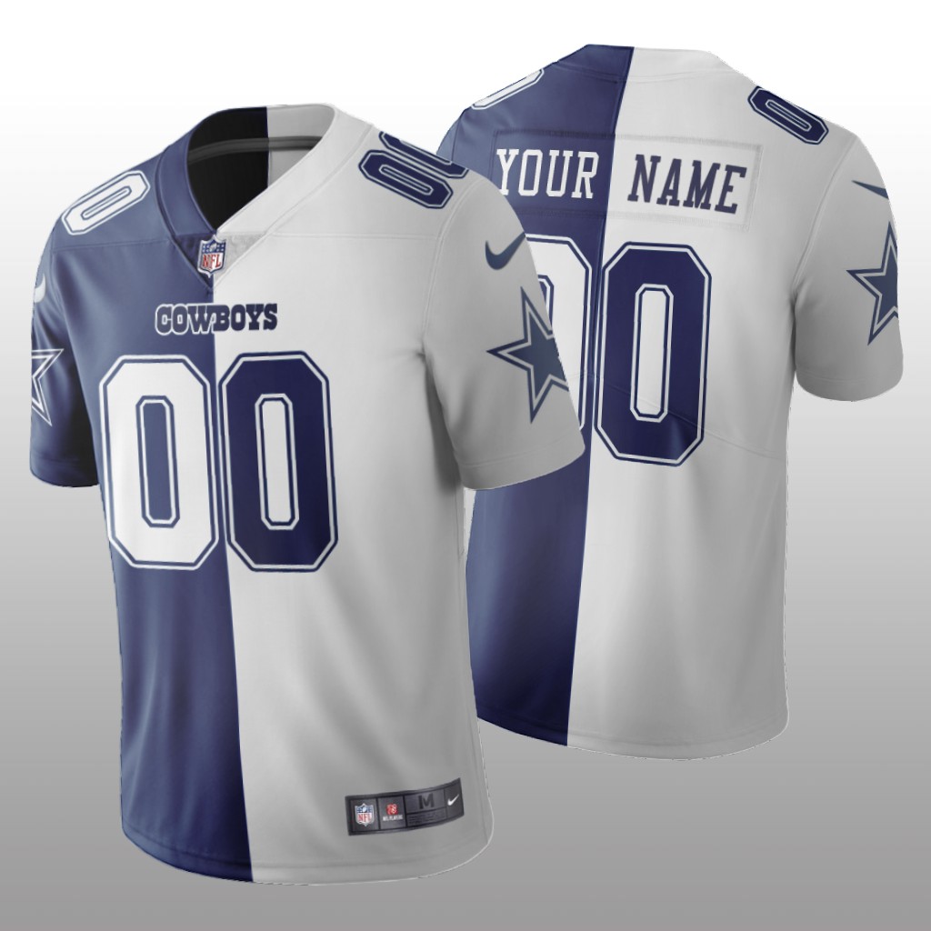 Dallas Cowboys Custom Navy White Vapor Limited Split Jersey Two Tone - Men's