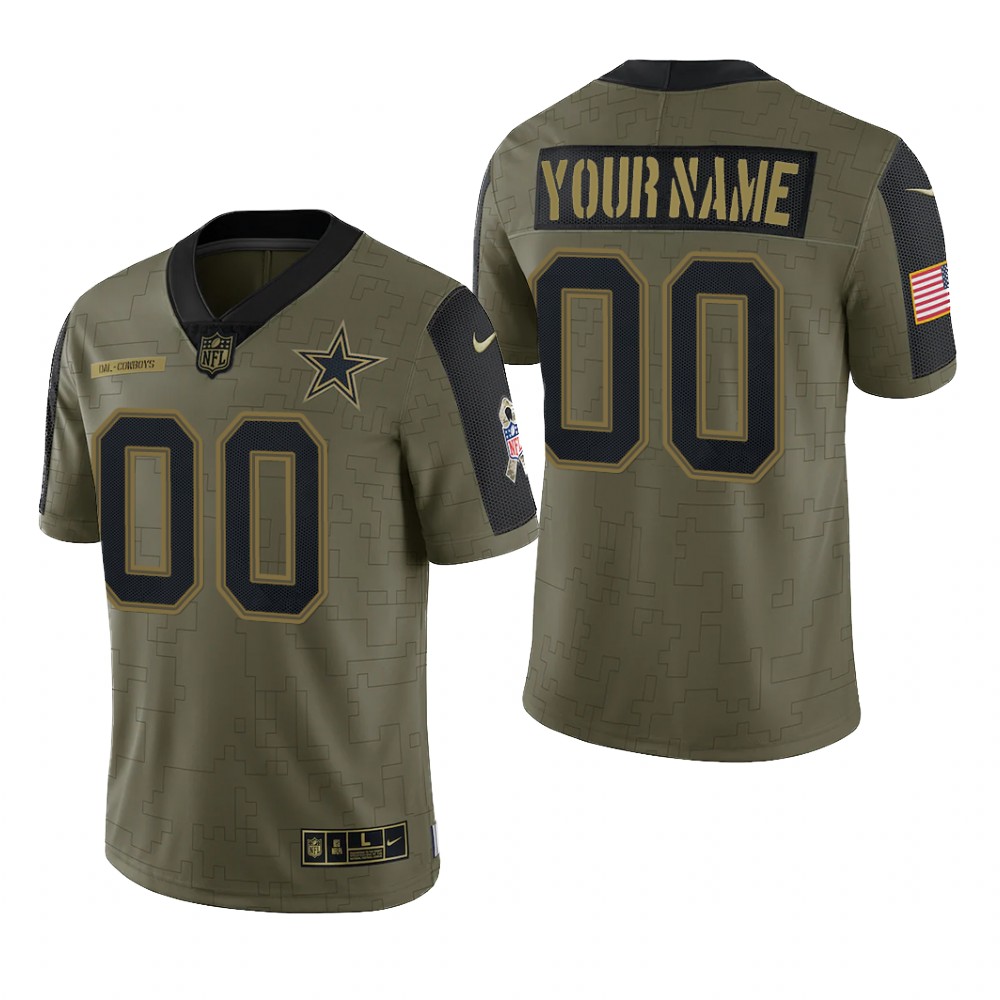 Dallas Cowboys Custom Olive Limited Jersey 2021 Salute To Service - Men's