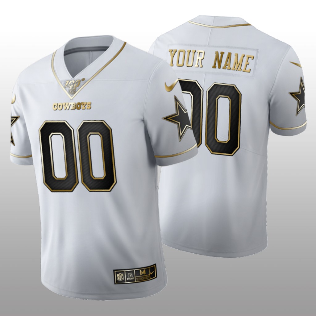 Dallas Cowboys Custom White Golden Edition Jersey 100th Season Men's