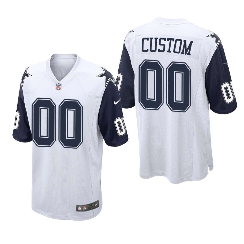 Dallas Cowboys Custom White Jersey Alternate Game - Men's