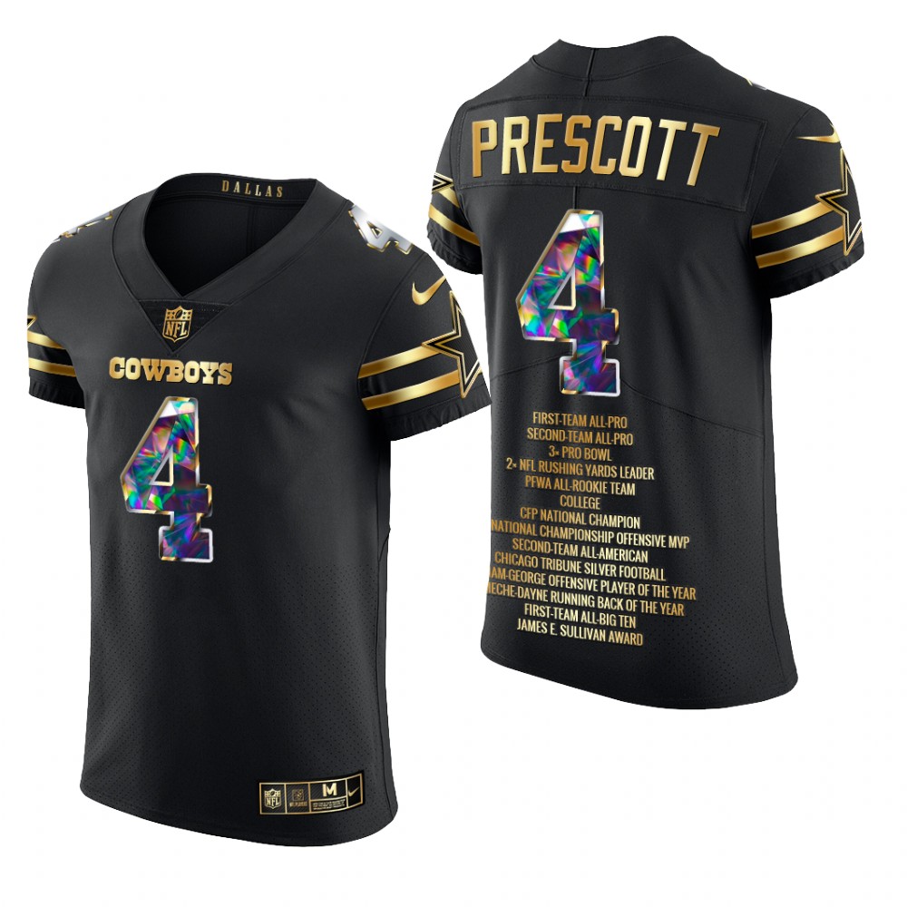 Dallas Cowboys Dak Prescott Black Jersey Career Highlights Men's