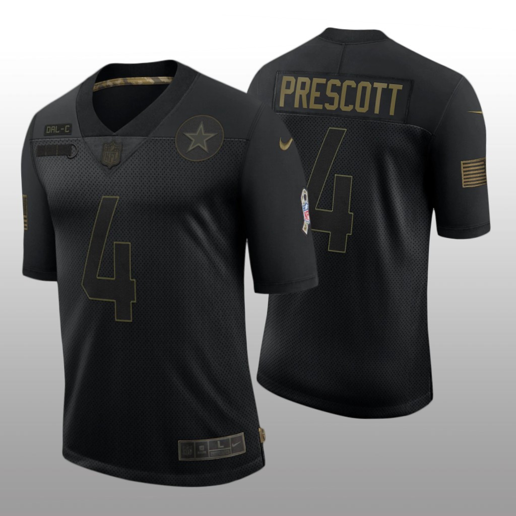 Dallas Cowboys Dak Prescott Black Limited Jersey 2020 Salute to Service - Men's