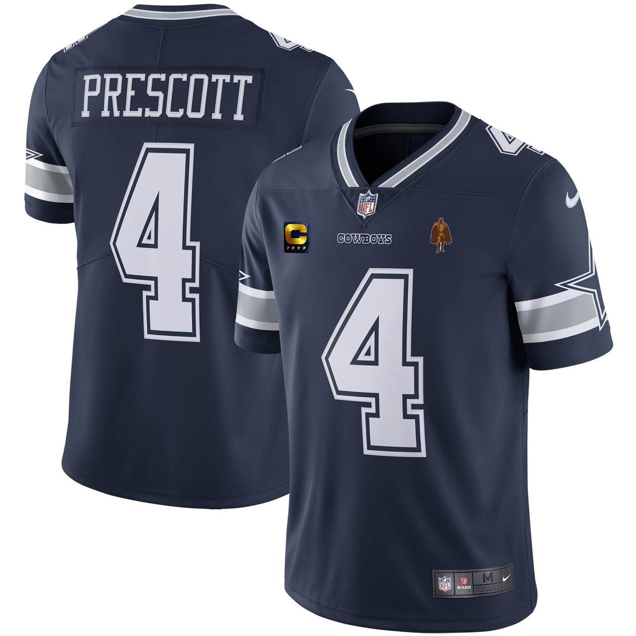 Dallas Cowboys Dak Prescott Walter Payton Patch Navy Jersey - All Stitched 