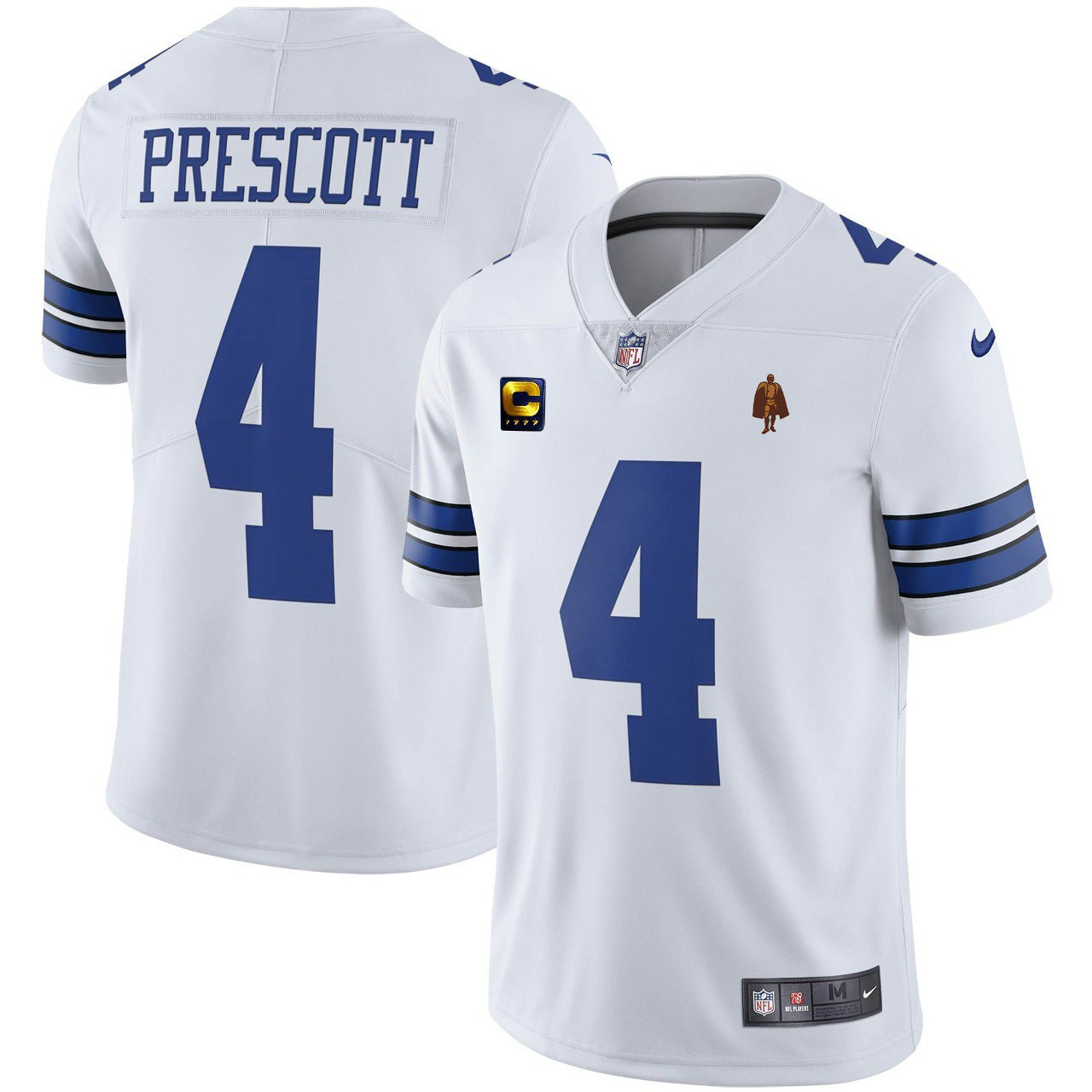 Dallas Cowboys Dak Prescott Walter Payton Patch White Jersey - All Stitched 