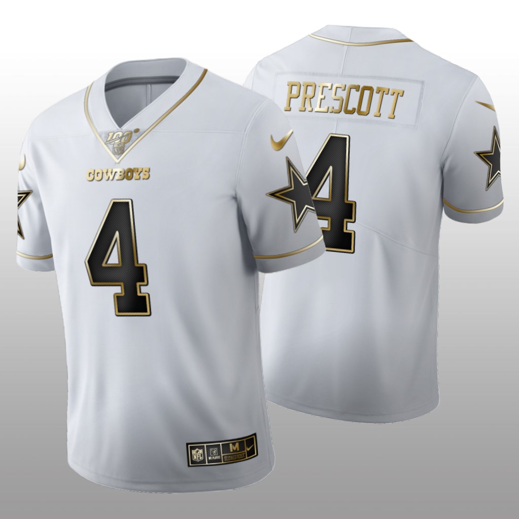 Dallas Cowboys Dak Prescott White Golden Edition Jersey 100th Season Men's