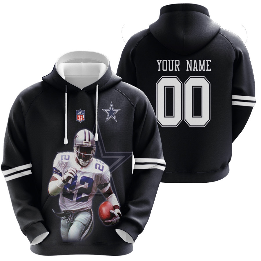 Dallas Cowboys Emmitt Smith 22 Great Player Navy 3D Personalized Gift With Custom Number Name For Cowboys Fans Hoodie