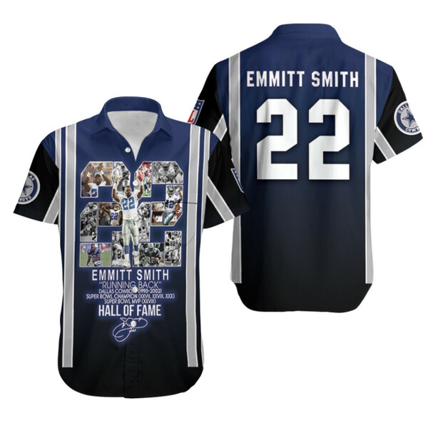 Dallas Cowboys Emmitt Smith Running Back Hall Of Fame Legendary Captain Signed For Cowboys Fans Hawaiian Shirt