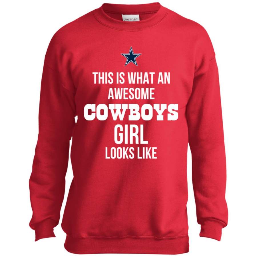 Dallas Cowboys Girl Looks Like Youth Kids Sweatshirt