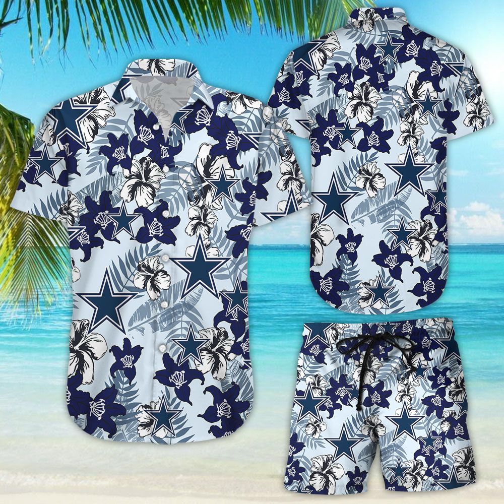 Dallas Cowboys Hawaiian Shirt Tropical Flower Slim Fit Body