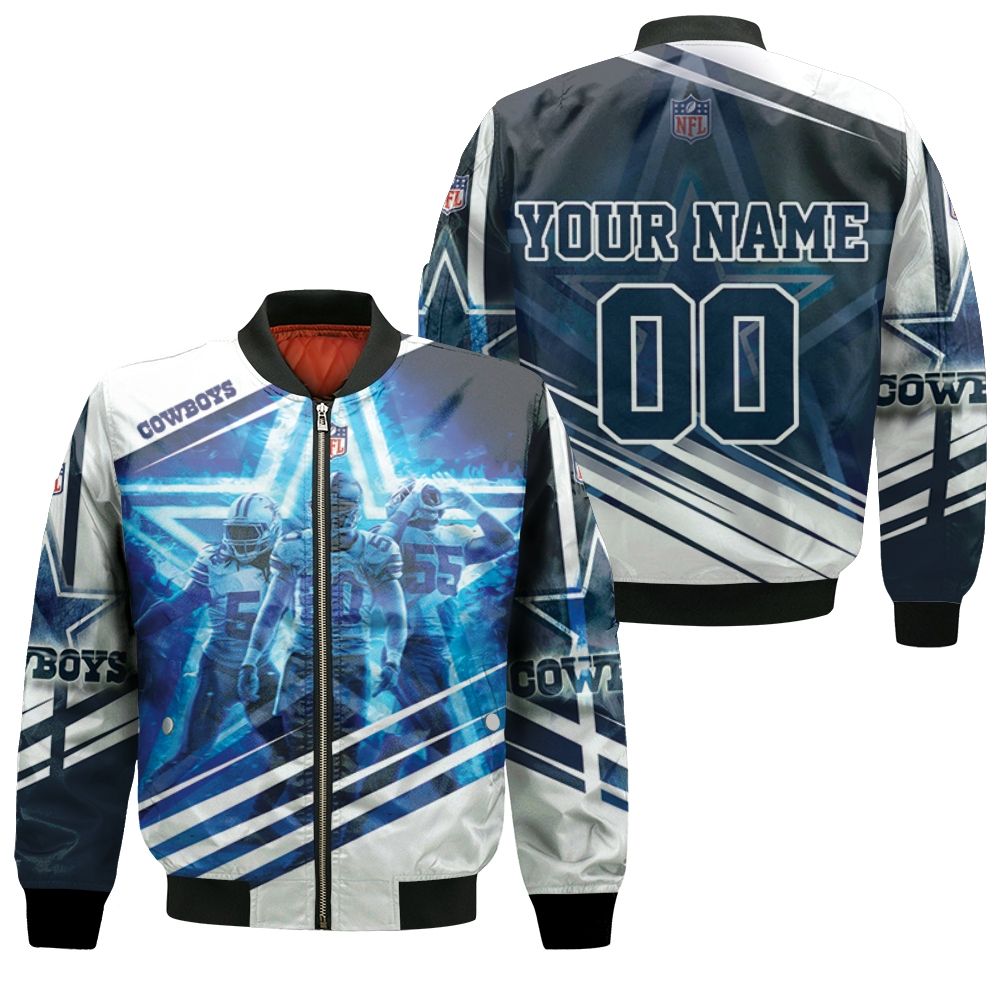 Dallas Cowboys Jaylon Smith 54 Sean Lee 50 Leighton Vander Esch 55 3d Personalized Bomber Jacket