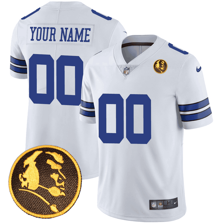 Dallas Cowboys John Madden Honoring Patch Custom White Jersey - All Stitched 