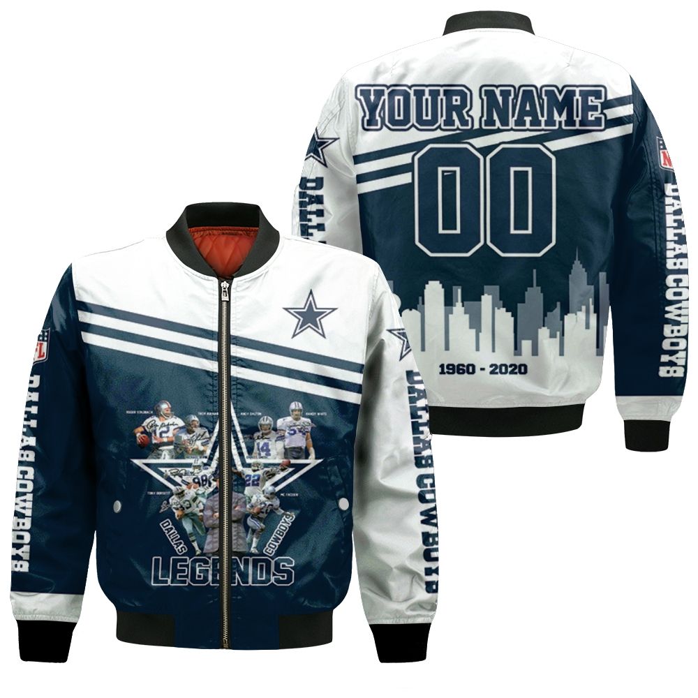 Dallas Cowboys Legends Signature 60th Anniversary For Fan 3d Personalized Bomber Jacket