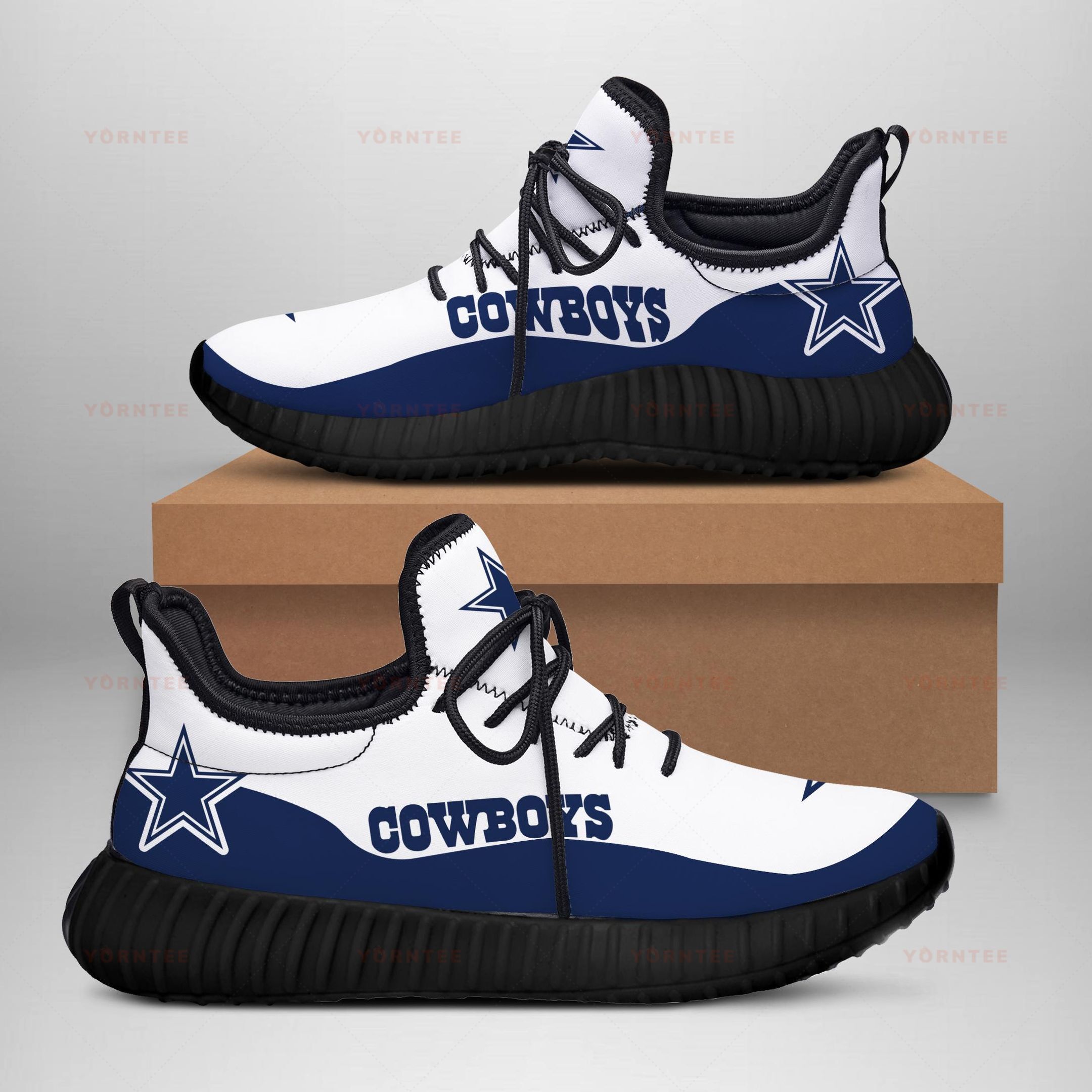 Dallas Cowboys Limited Edition Men’S And Women’S Black Sole And Shoelaces Blue And White Reze Sneakers
