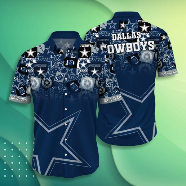 Dallas Cowboys Logo and Ball Summer Hawaiian Shirt