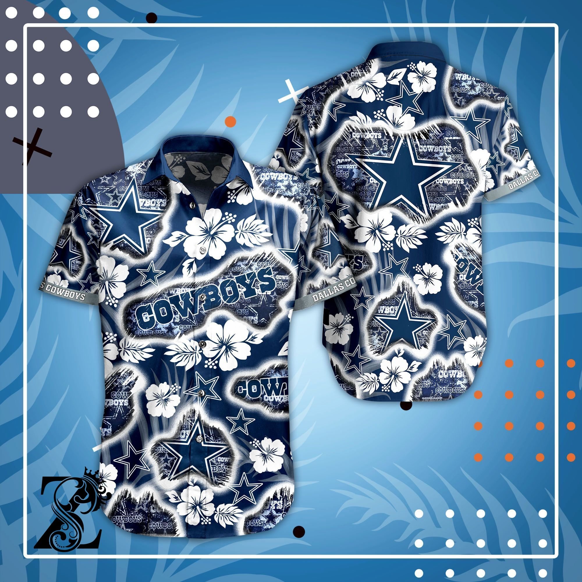 Dallas Cowboys Logo and Floral Hawaiian Shirt