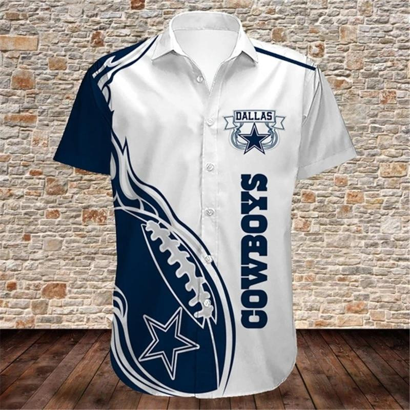Dallas Cowboys Mens Fireball Hawaiian Shirt