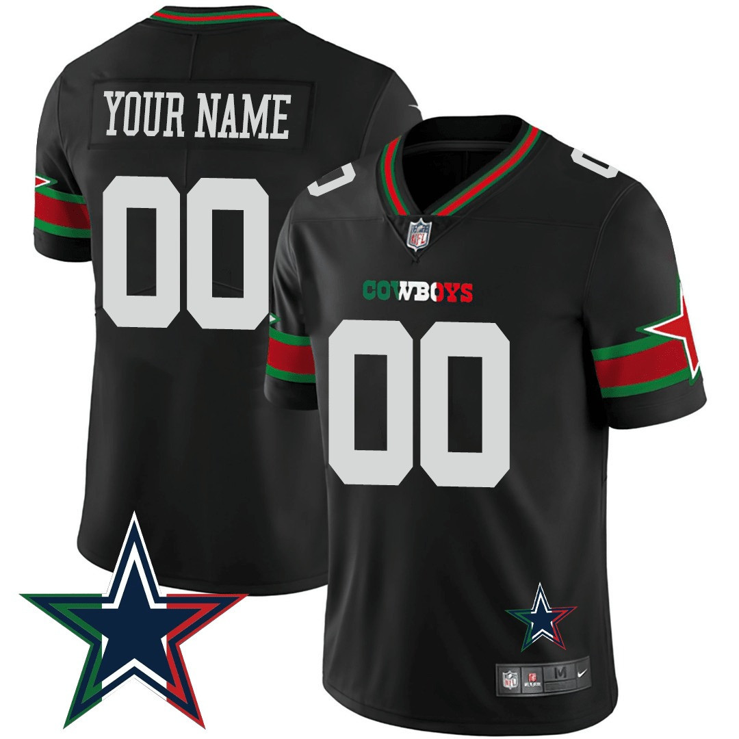Dallas Cowboys Mexico Vapor Custom Black Jersey - All Stitched 