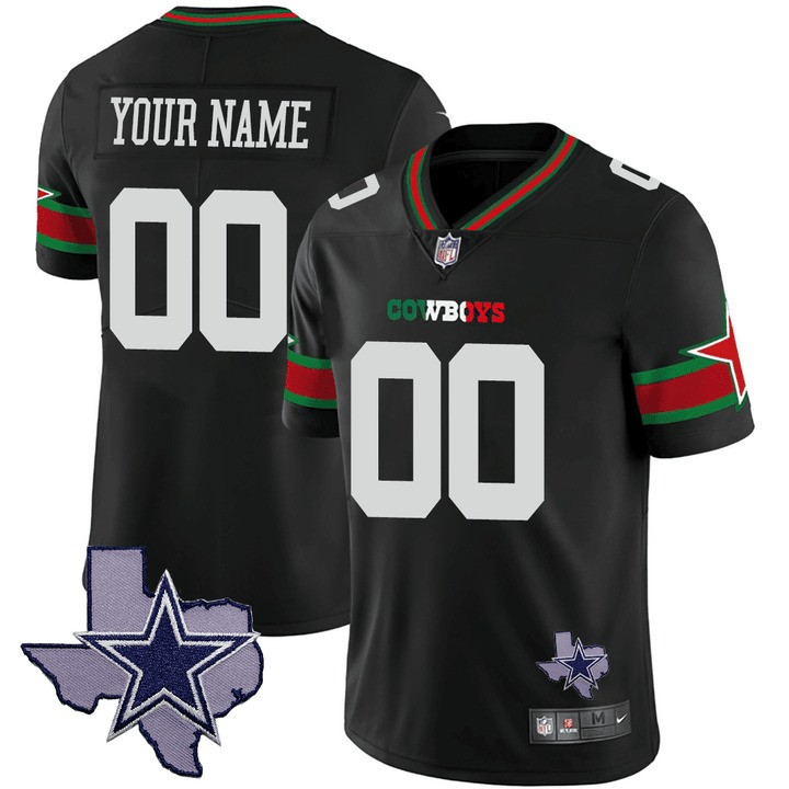 Dallas Cowboys Mexico Vapor Custom Black Star Jersey - All Stitched 