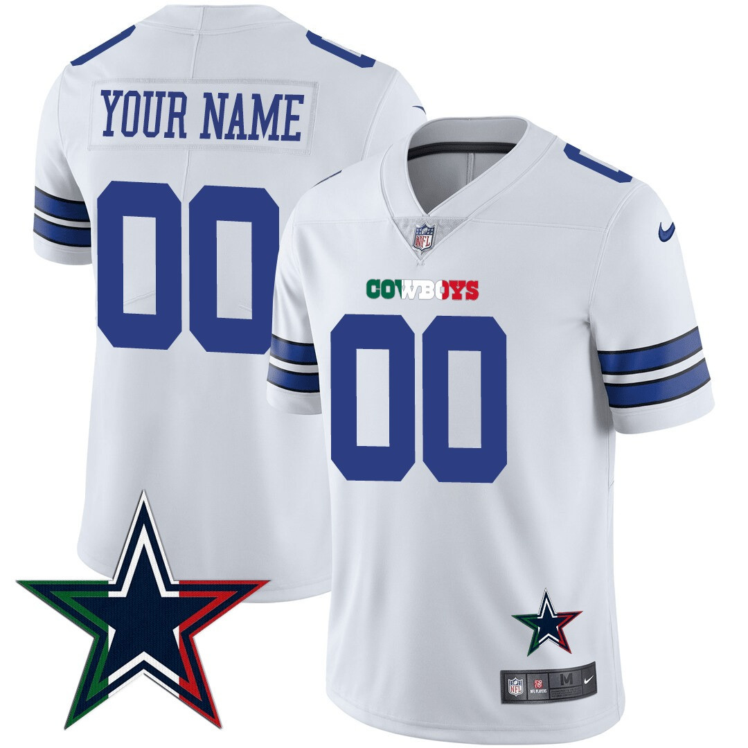 Dallas Cowboys Mexico Vapor Custom White Jersey - All Stitched 
