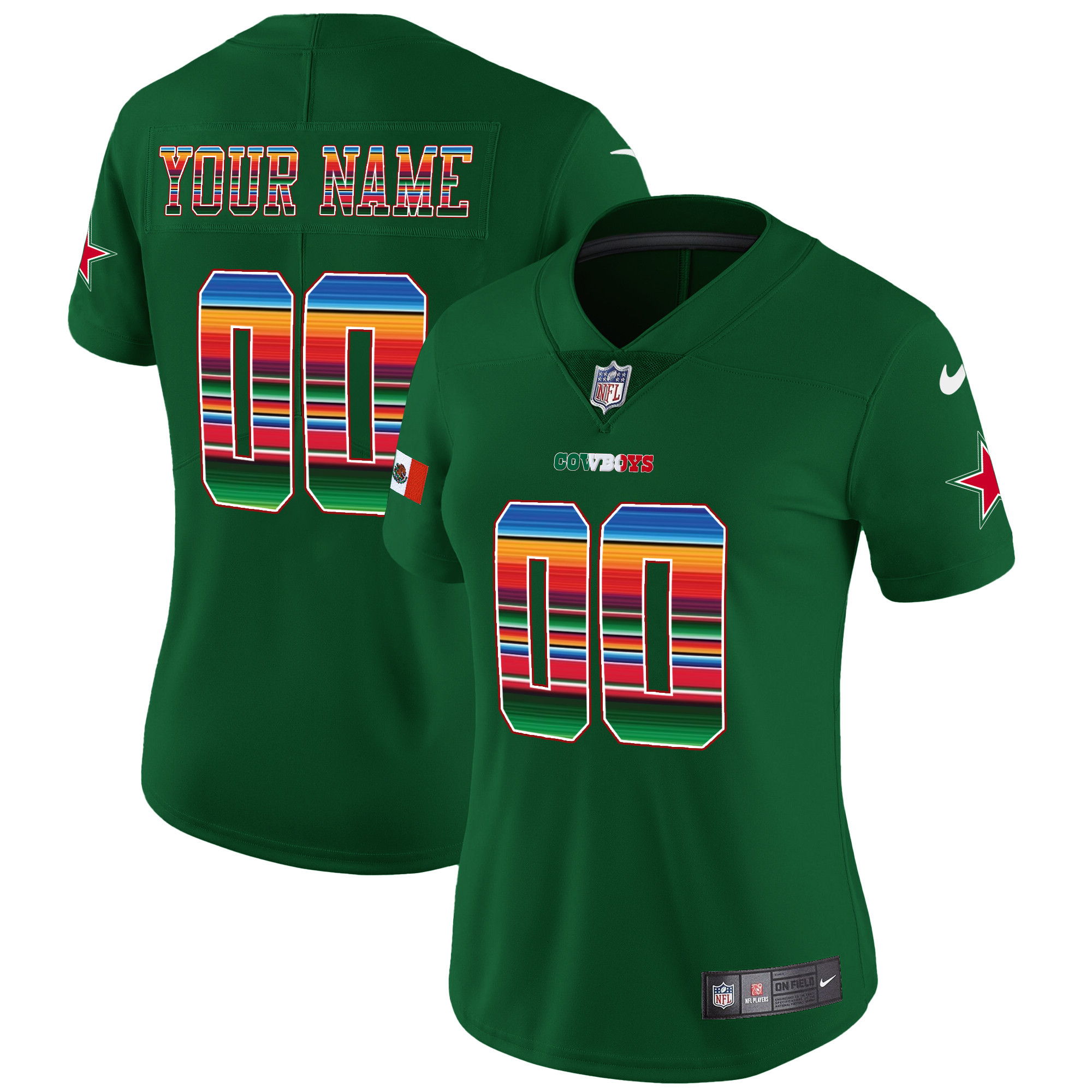 Dallas Cowboys Mexico Vapor Limited Custom Green Jersey - All Stitched 