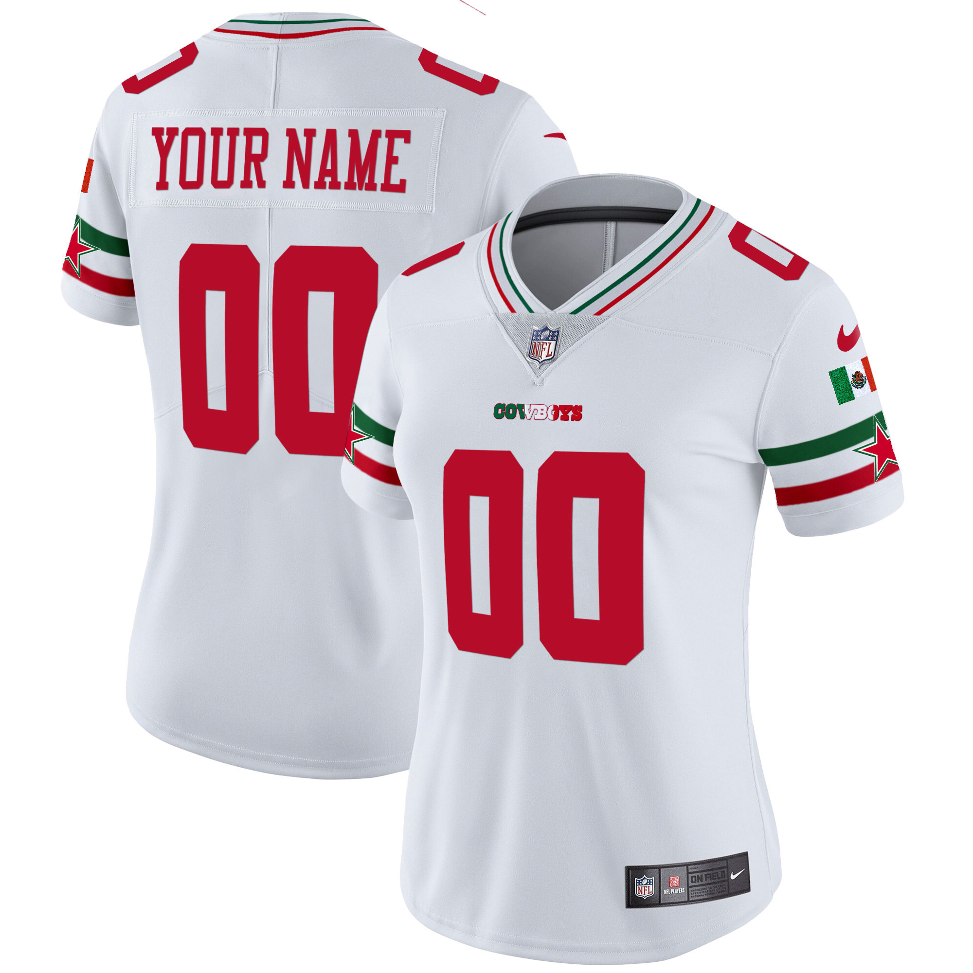 Dallas Cowboys Mexico Vapor Limited Custom White Jersey - All Stitched 