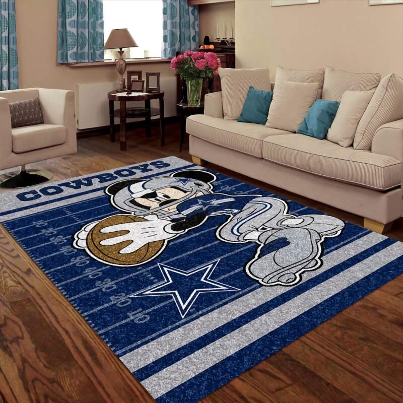 Dallas Cowboys Mickey Mouse Decorative Floor Rectangle Rug
