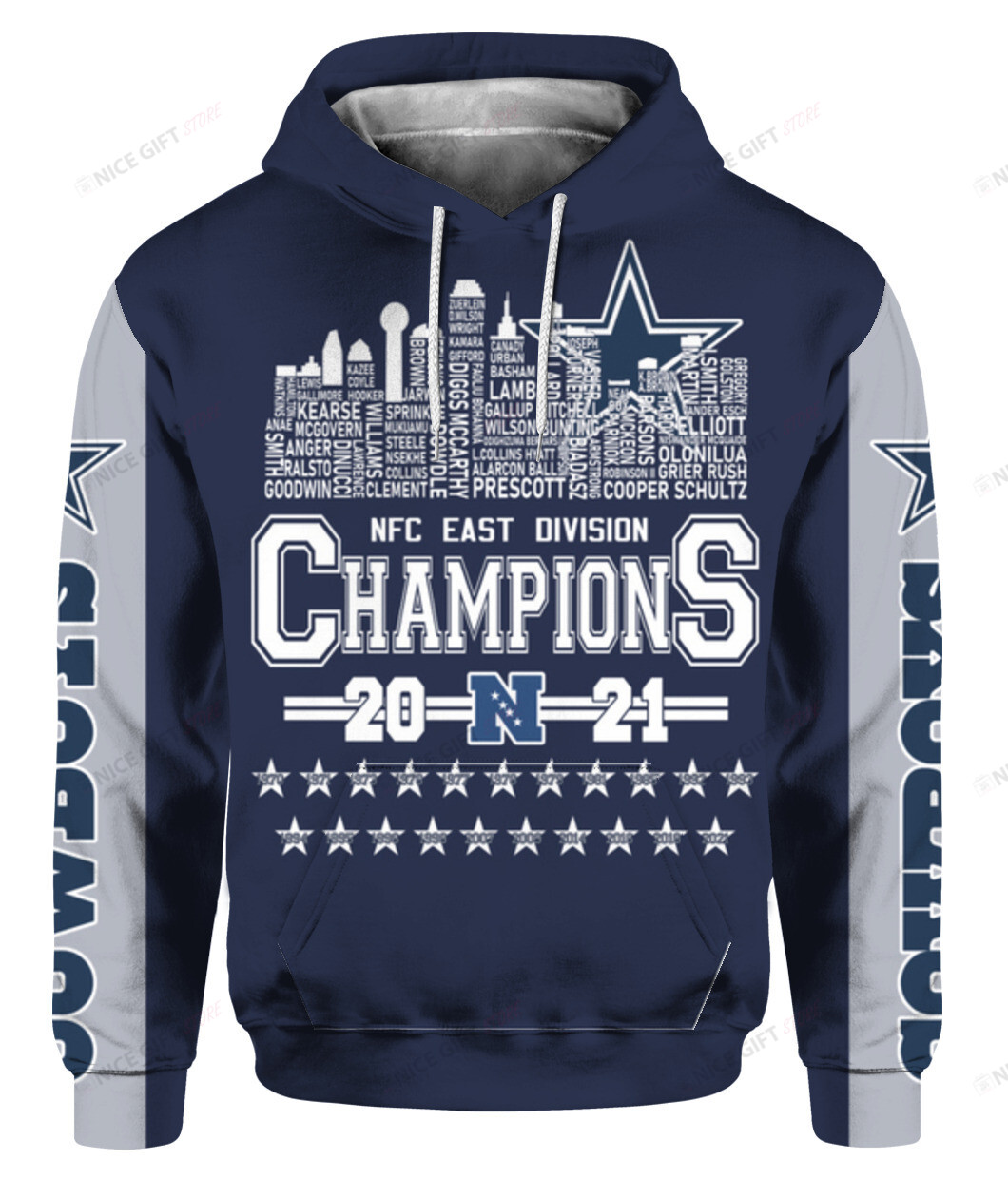 Dallas Cowboys NFC East Division Champions 2021 3D Hoodie Gift For Fans
