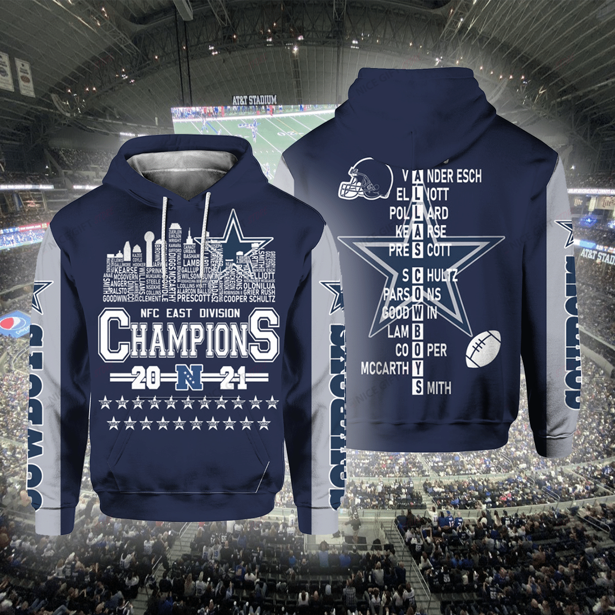 Dallas Cowboys NFC East Division Champions 2021 3D Hoodie Gift For Fans