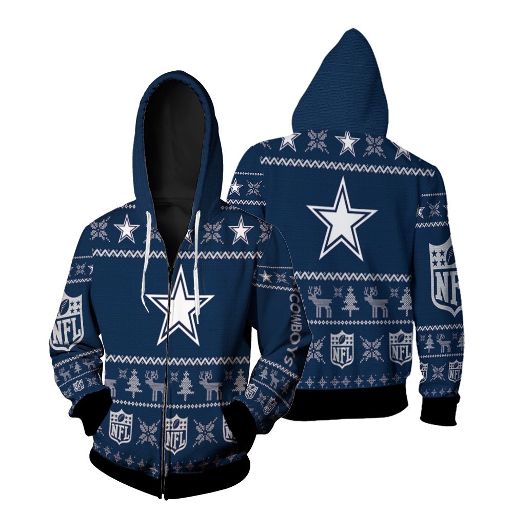 Dallas Cowboys NFL Christmas 3D Zip Hoodie