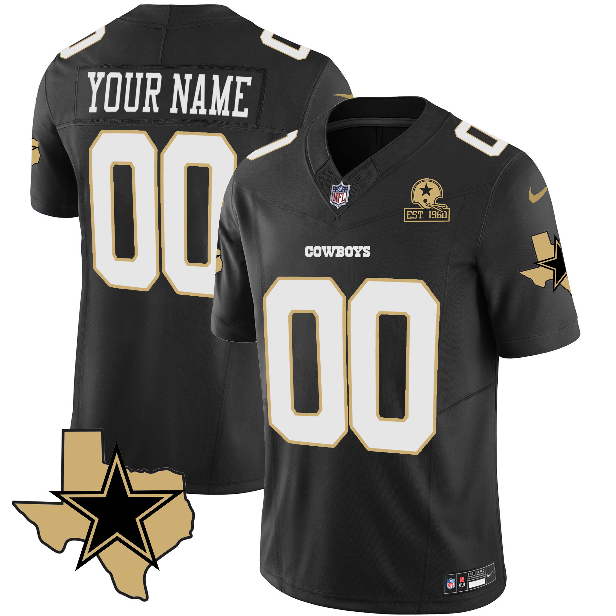 Dallas Cowboys Special Vapor Limited Custom Black Jersey - All Stitched 