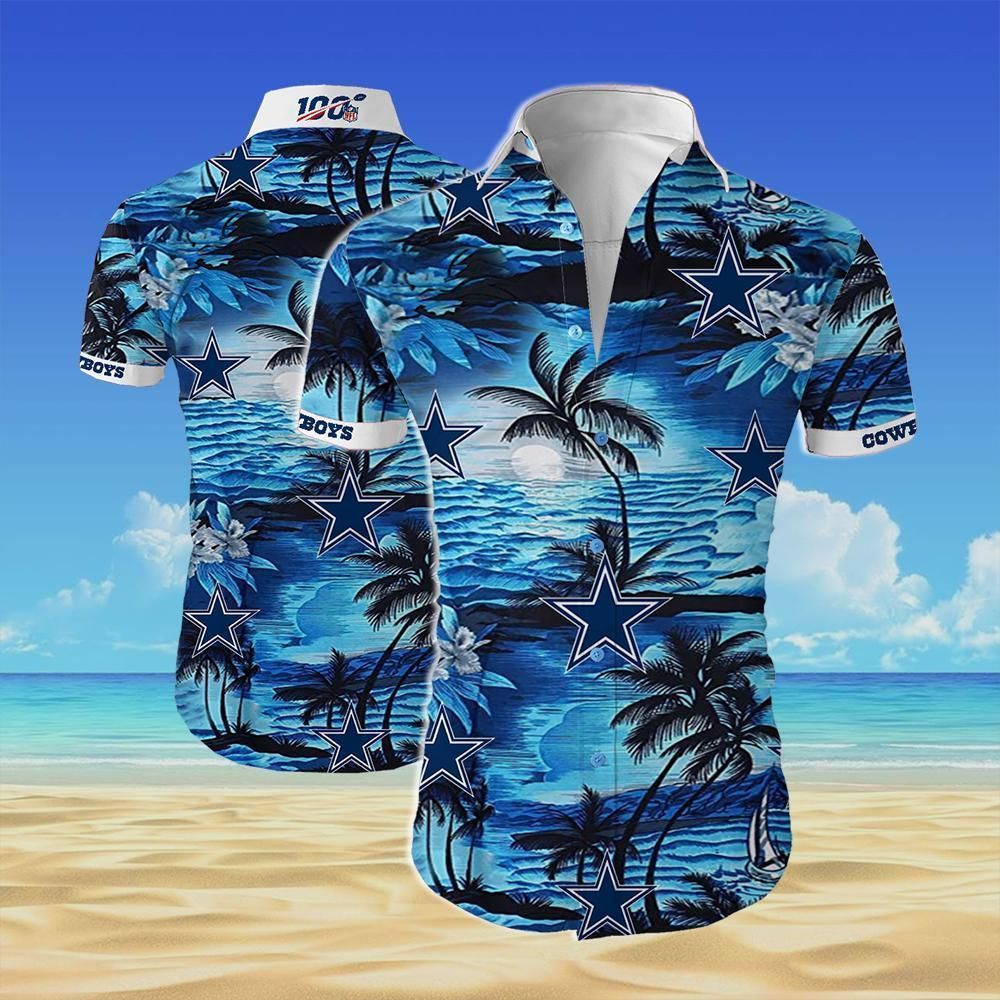 Dallas Cowboys Team All Over Printed Hawaiian Aloha Shirt Unisex Hawaiian Beach