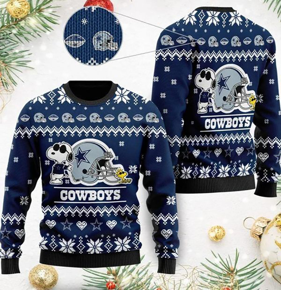 Dallas Cowboys The Snoopy Show Football Helmet NFL Christmas Sweater – Dallas Cowboys Christmas Sweater