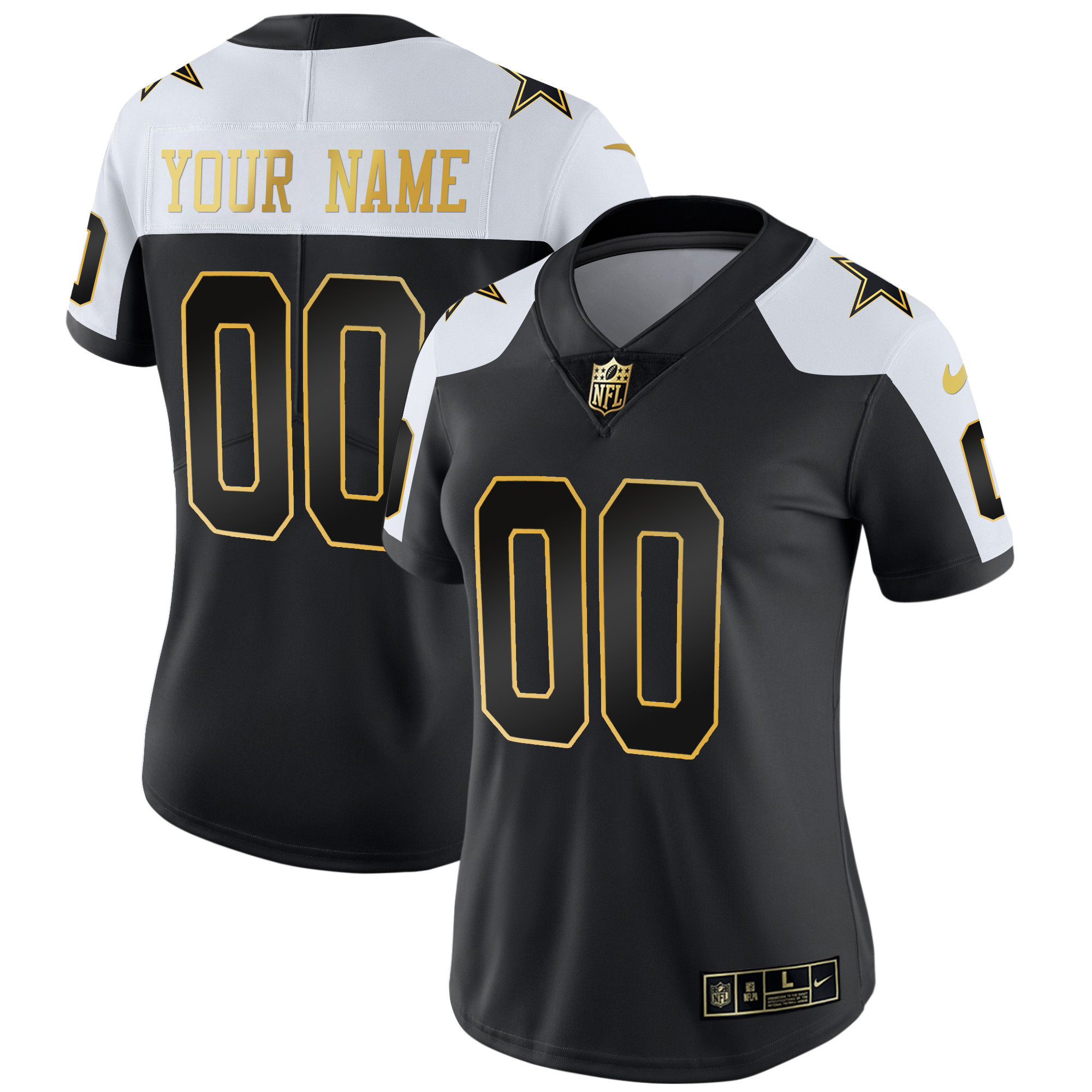Dallas Cowboys Throwback Limited Vapor Custom 2004 Black Gold Jersey - All Stitched 